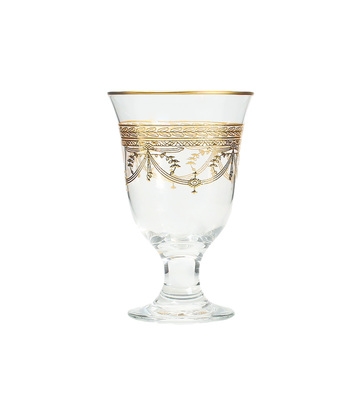 Set of 6 Wine Glasses With Rich Gold Design- Dishwashing Safe