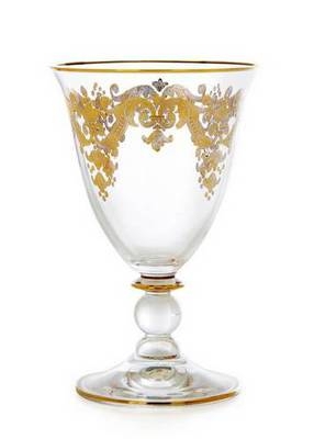 Water Glasses with 24k Gold Artwork-Set/6