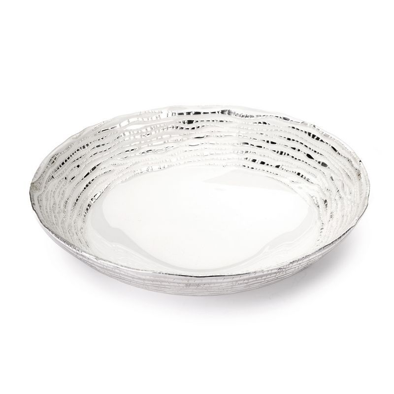12 White Bowl with Silver