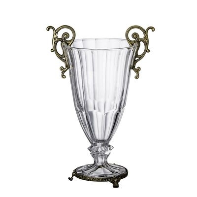 CZV750-Glass Brass Vase