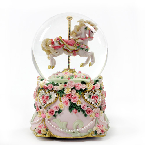 Hearts and Roses 100mm water globe Music Box