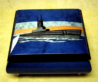 Warship inlay Sorrento small music box Warship inlay Sorrento small music box