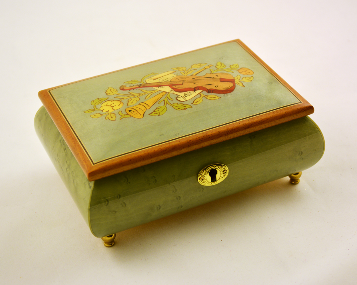 Turquoise high gloss musical Inlay music box