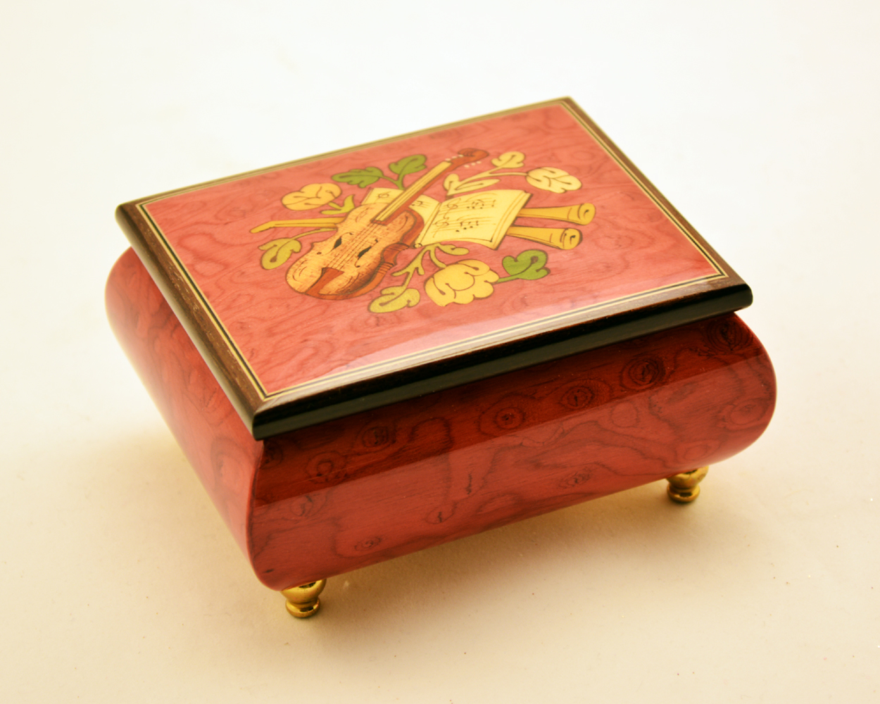 High Gloss Redwood Musical Inlay box High Gloss Redwood Musical Inlay box