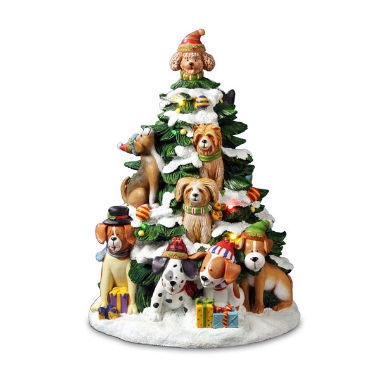 Musical Holiday Dogs Tree Figurine