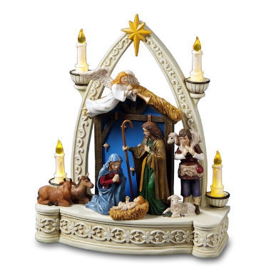 Candle-lit Nativity Figurine