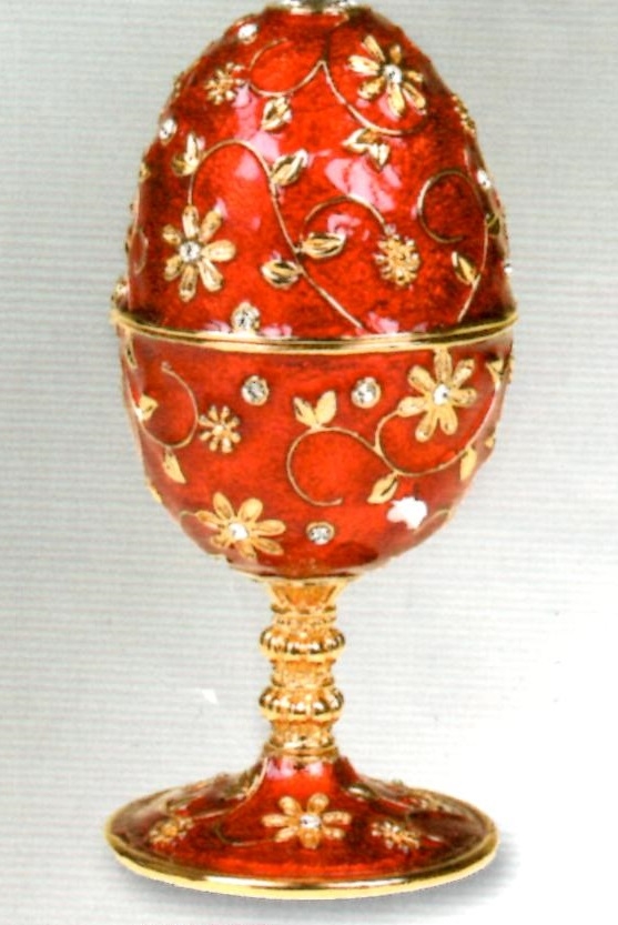 Red musical jewelry egg with leg