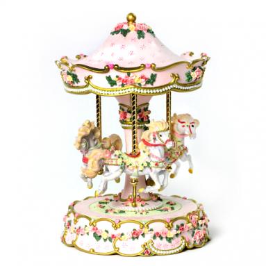 Hearts and Roses 3 Horse Carousel Music Box