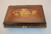 Floral Inlay Matte Finish Musical Jewelry Box