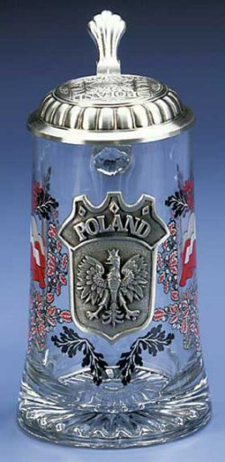 Poland Polish Glass German Beer Stein Mug