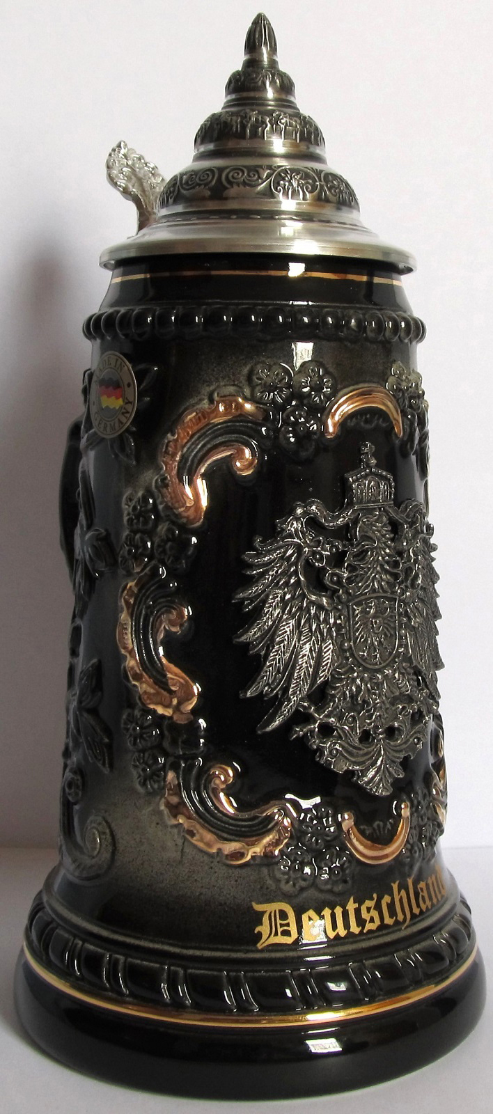 Black Deutschland Germany with Pewter Eagle LE German Beer Stein .5 L