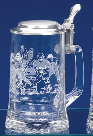 GLASS FOOTBALL STEIN