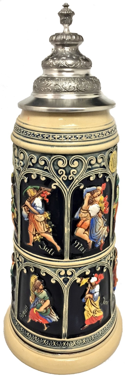 12 Medieval Months Depicted Raised Relief Limitaet LE German Beer Stein 2 L