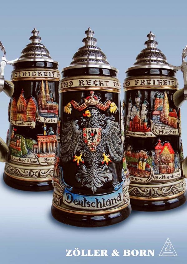 Black Deutschland Eagle City German Beer Stein .75L