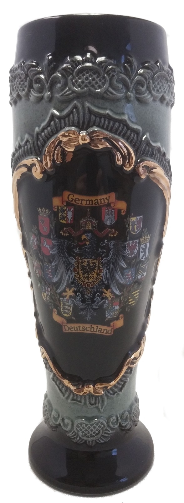 Black Wheat Beer Mug with Gold Relief German Beer Stein .5L