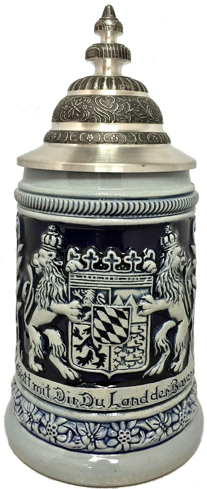 Blue God Be With You Bayern Bavaria Coat of Arms German Beer Stein .5 L