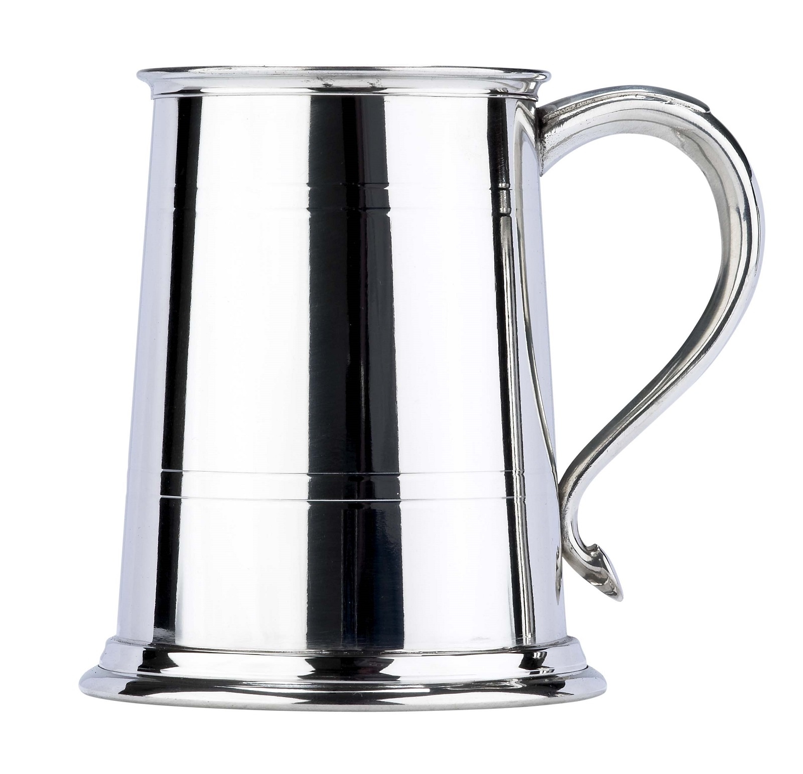 Commodore Two Line Fine English Pewter Tankard with Swan Handle