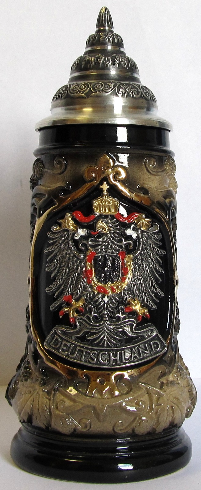 Deutchland Germany Black and Gold Eagle Crest Souvenir German Beer Stein .125 L