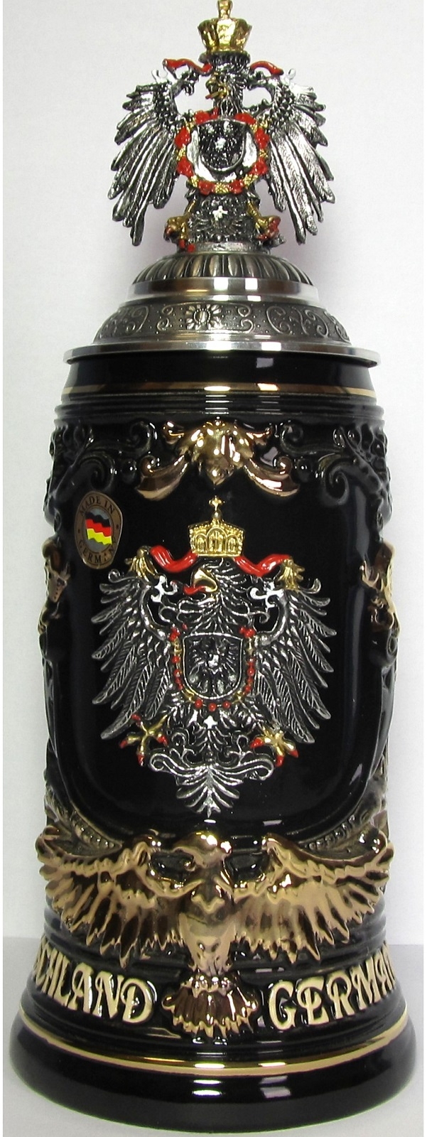 Germany Pewter Eagle Decal and Lid with Eagle Handle LE German Beer Stein .6 L