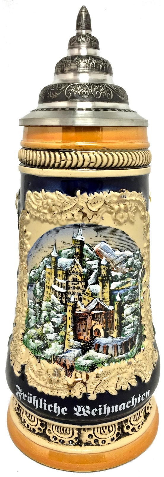 Merry Christmas Neuschwanstein Castle in the Winter LE German Beer Stein .5 L