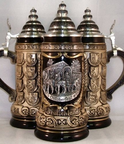 Oktoberfest Pewter Relief with State Crests Octoberfest German Beer Stein .75L