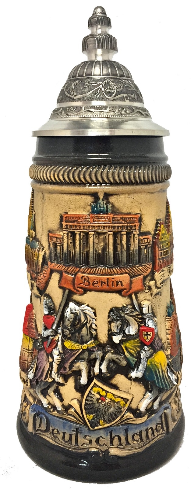 Rustic Deutschland Germany Towns with Jousting Knights LE German Beer Stein .5 L