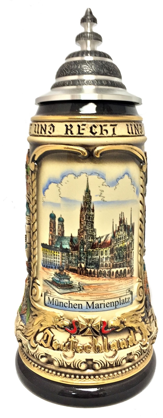 Rustic Munich Central Square Munchen with Cities LE German Beer Stein 1L