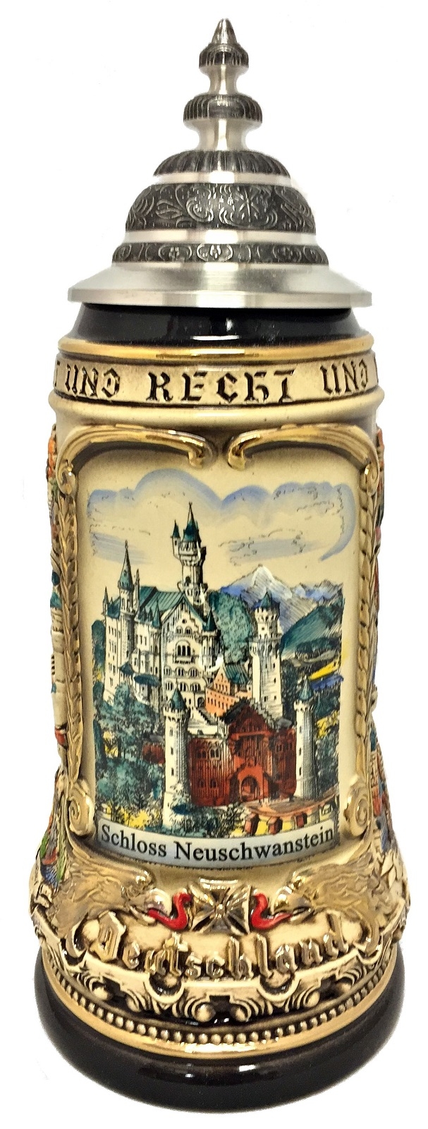 Rustic Neuschwanstein Castle with German Cities LE German Beer Stein 1 L