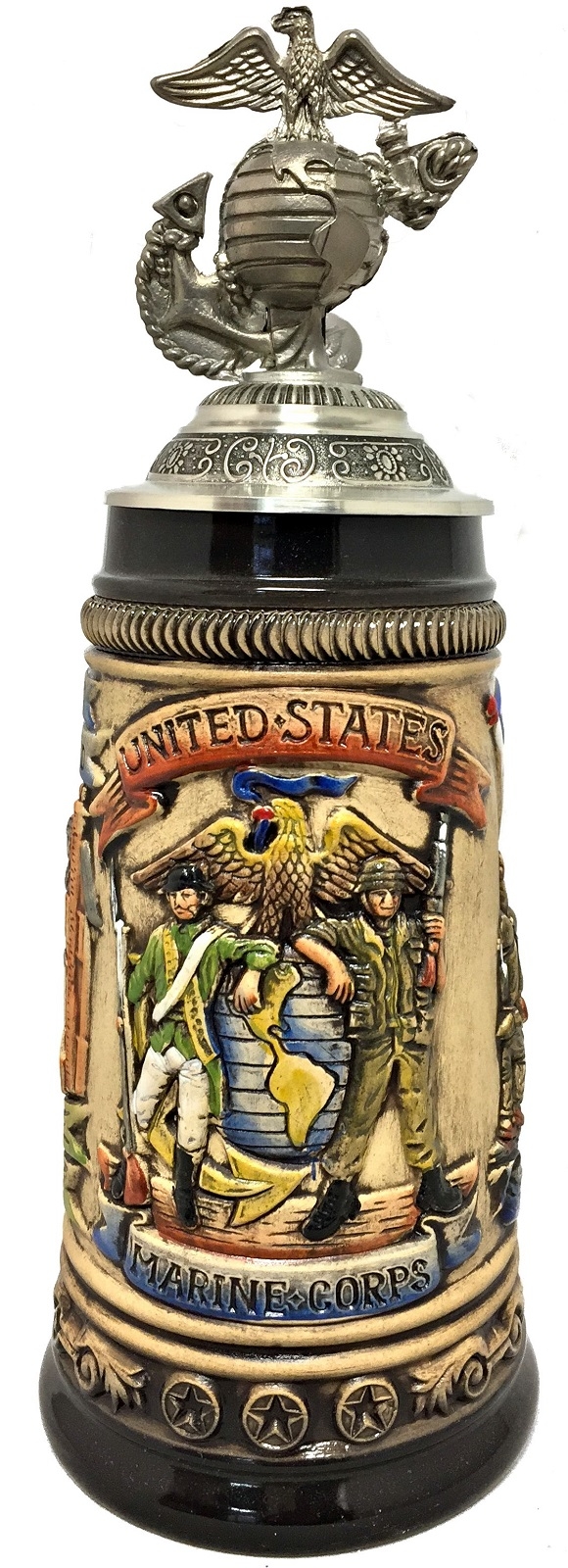 United States Marine Corps with USMC Logo Pewter Lid LE German Beer Stein .5 L