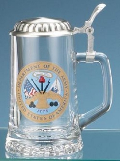 US United States Army Glass Beer Stein