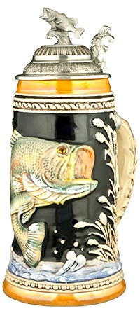 Fishing Bass Stein With Bass Lid