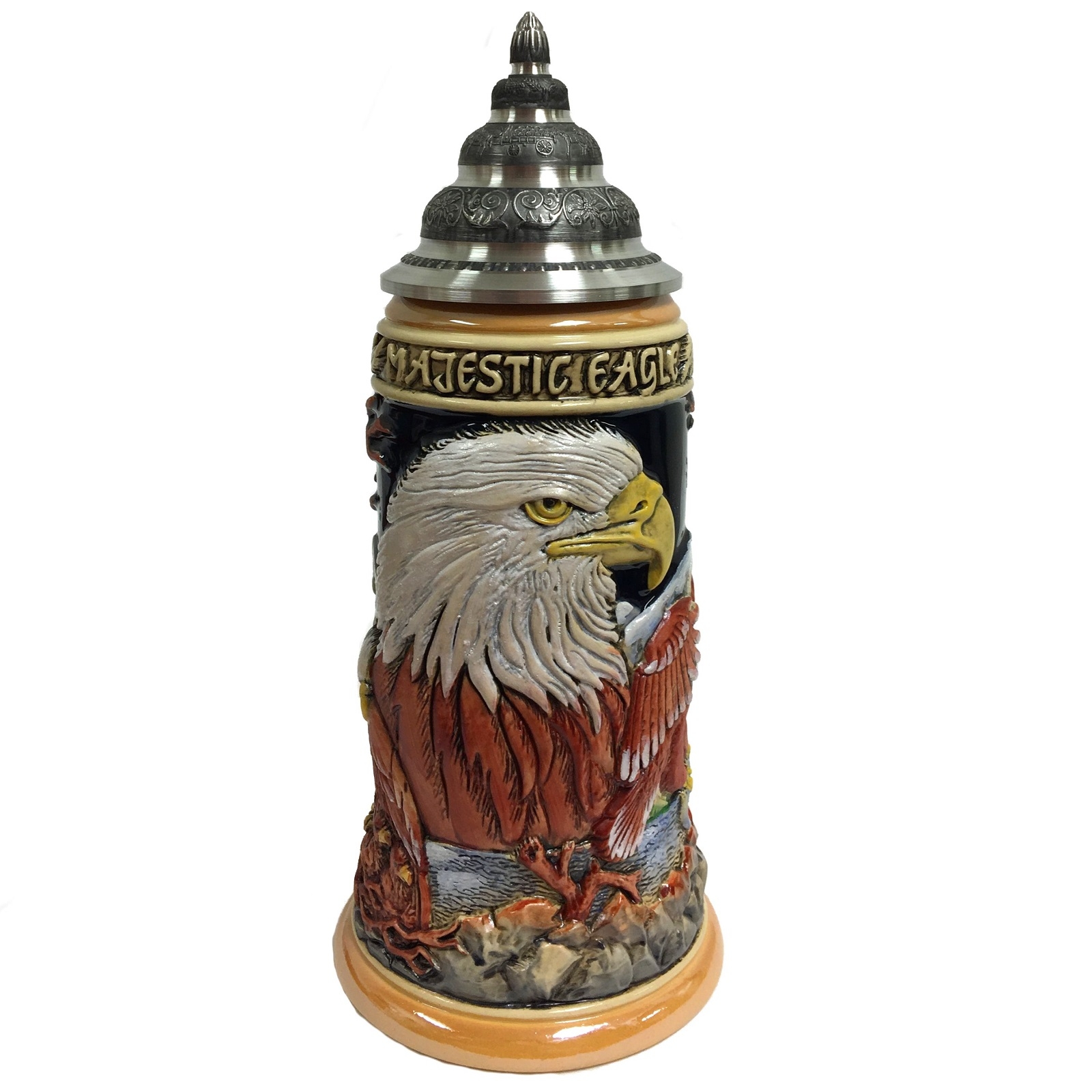 Majestic Bald Eagles LE German Stoneware Beer Stein .75 L Made in Germany