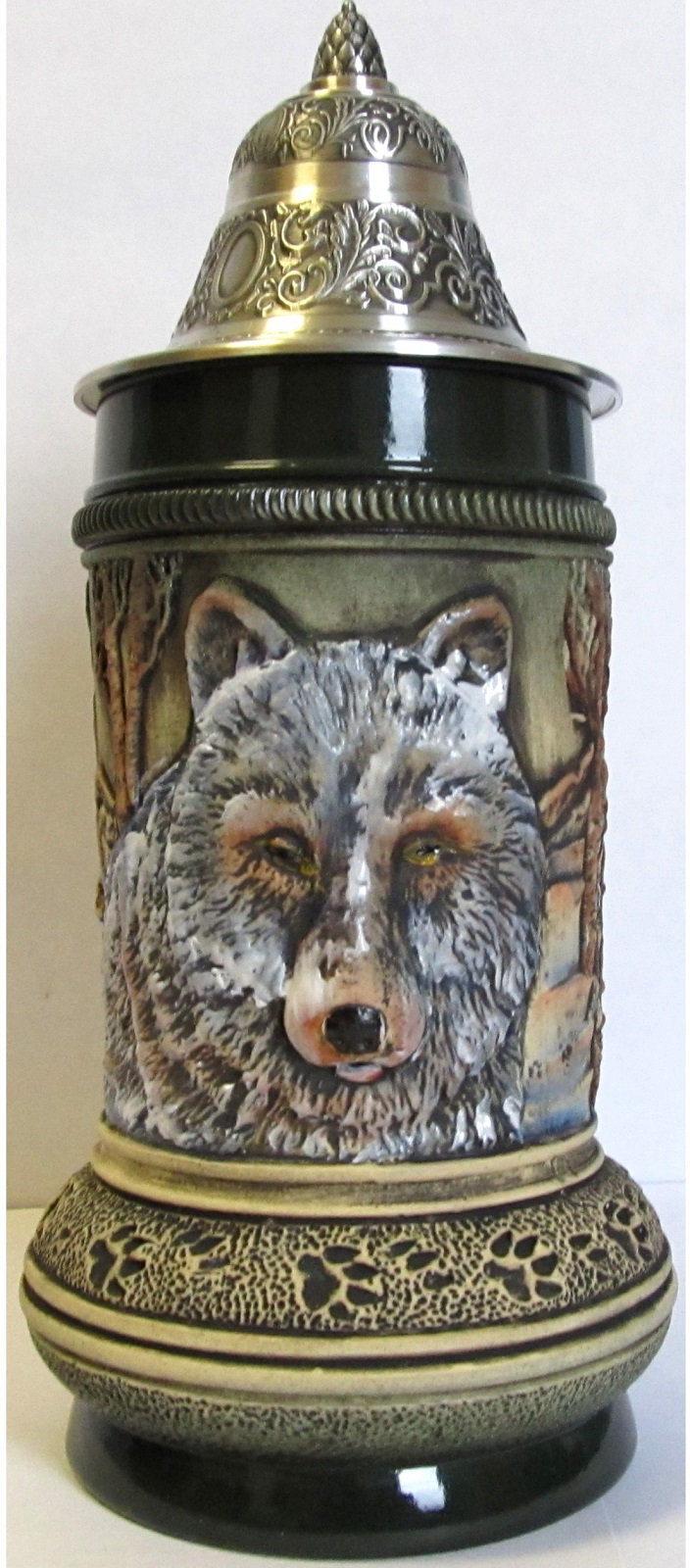 Rustic Wolf with Paw Prints LE German Beer Stein .5 L