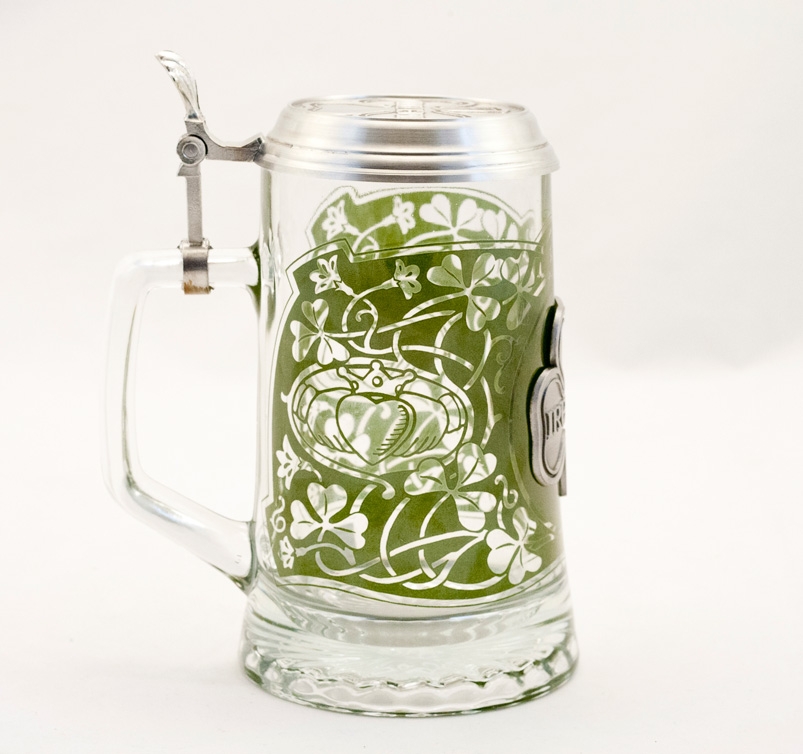Ireland Glass Beer Stein With Lid