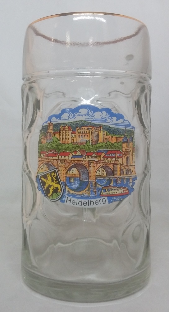 1L German Dimple Beer Mug with Heidelberg Germany Decal