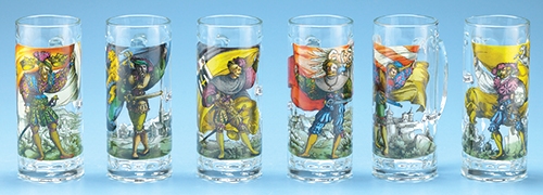 Set Of 6 Flagbearer Glass Mugs