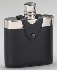 STAINLESS STEEL FLASK W/ BLACK COVER