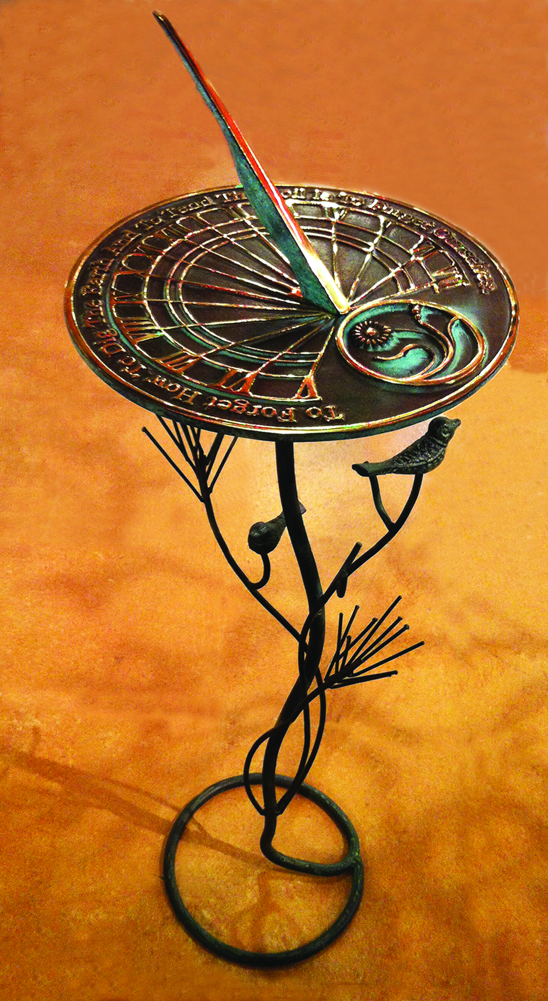Bird In Pines Pedestal Base (Wrought Iron w/Verdigris Finish) Bird In Pines Pedestal Base (Wrought Iron w/Verdigris Finish)