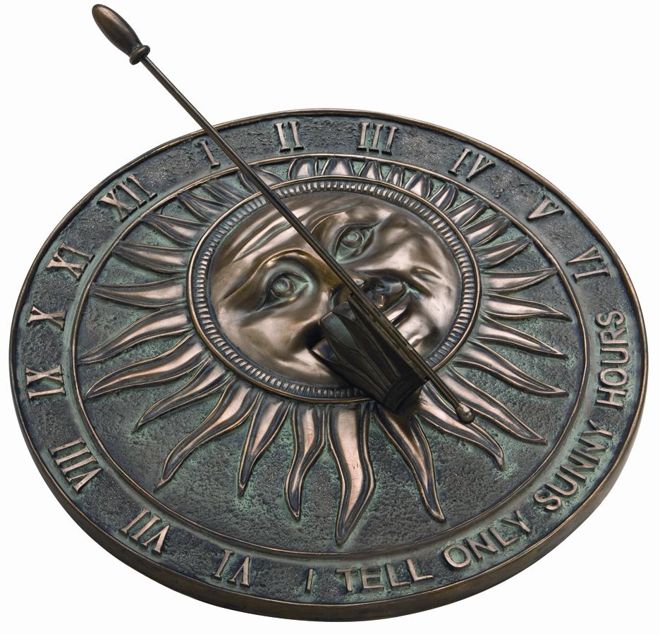 Bronze Sunburst  Sundial (antique cold cast bronze)