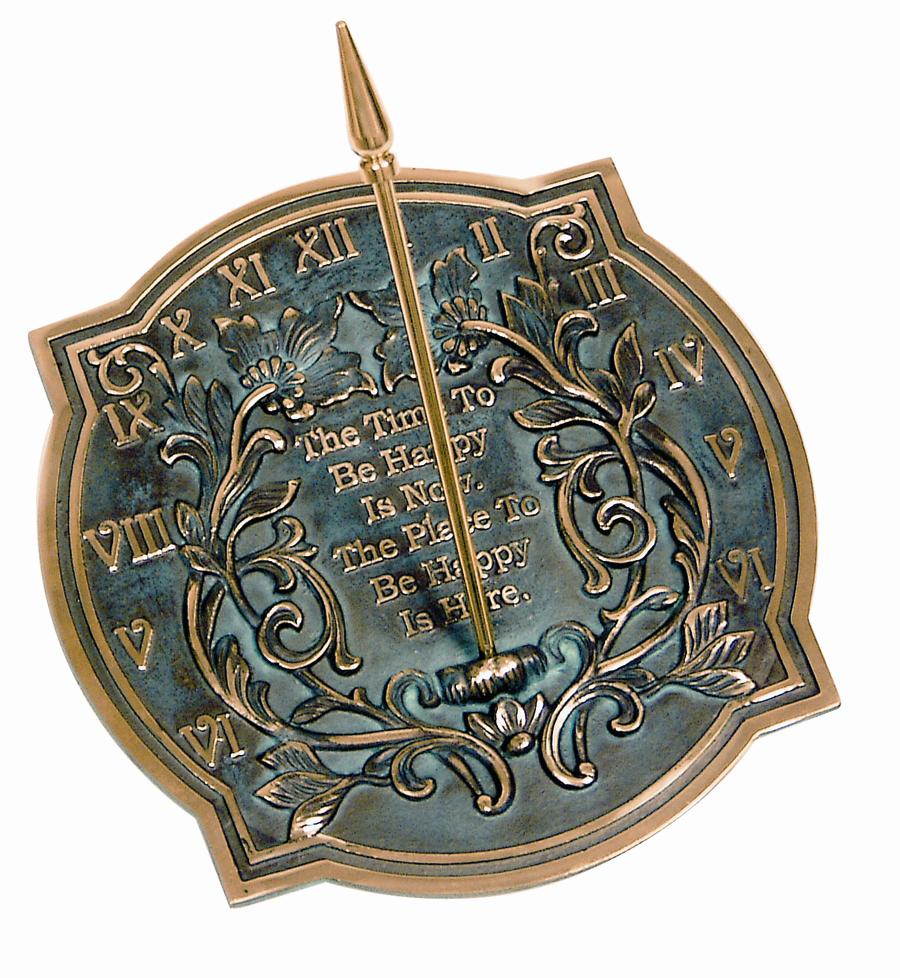 Brass Happiness Sundial (Solid Brass w/Verdigris Highlights) Brass Happiness Sundial (Solid Brass w/Verdigris Highlights)