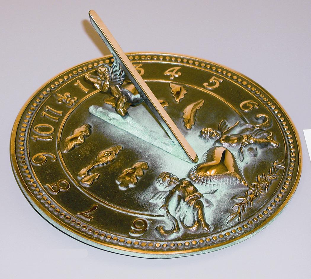 Brass Cherub Sundial (Solid Brass w/Verdigris Highlights) Brass Cherub Sundial (Solid Brass w/Verdigris Highlights)