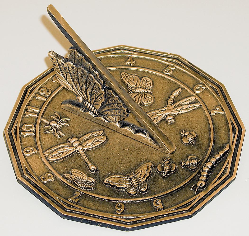 Brass Butterfly Sundial (Solid Brass w/Antique Finish)