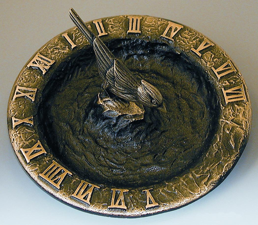 Brass Birdbath Sundial (Solid Brass w/Antique Finish)