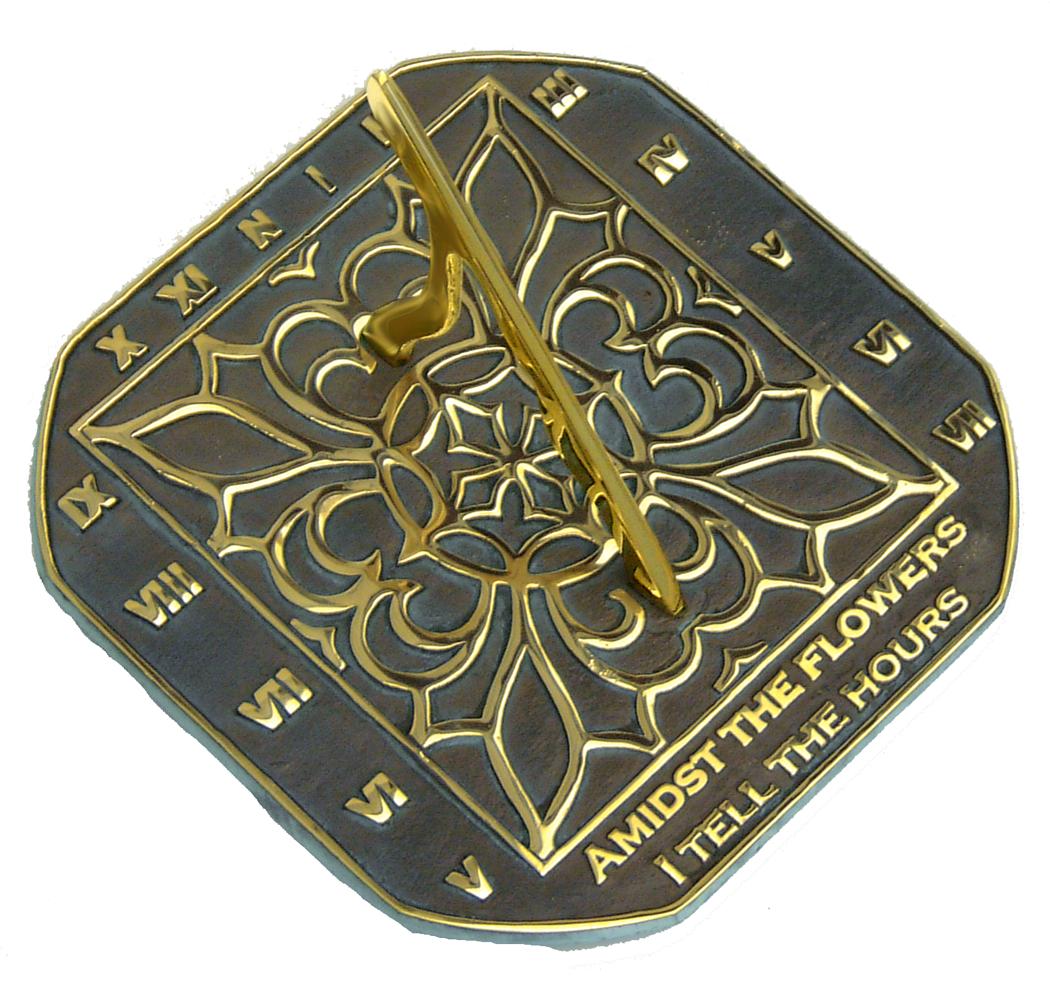 Brass Romanesque Sundial (Solid Brass w/Verdigris Highlights) Brass Romanesque Sundial (Solid Brass w/Verdigris Highlights)