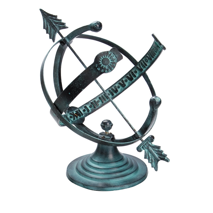 Aluminum Armillary Sundial (Distressed Verdigris Finish) Aluminum Armillary Sundial (Distressed Verdigris Finish)