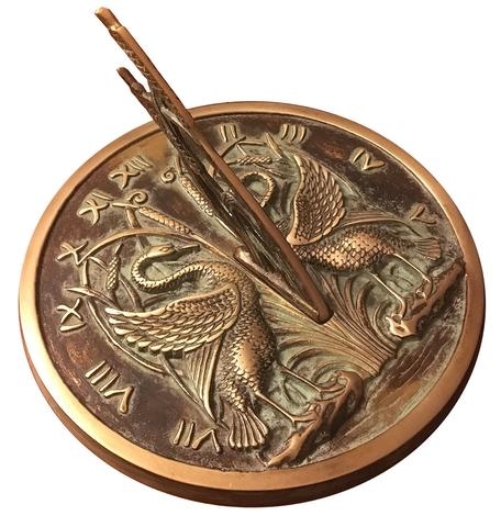 Brass Swan Sundial (Solid Brass w/Verdigris Highlights) Brass Swan Sundial (Solid Brass w/Verdigris Highlights)
