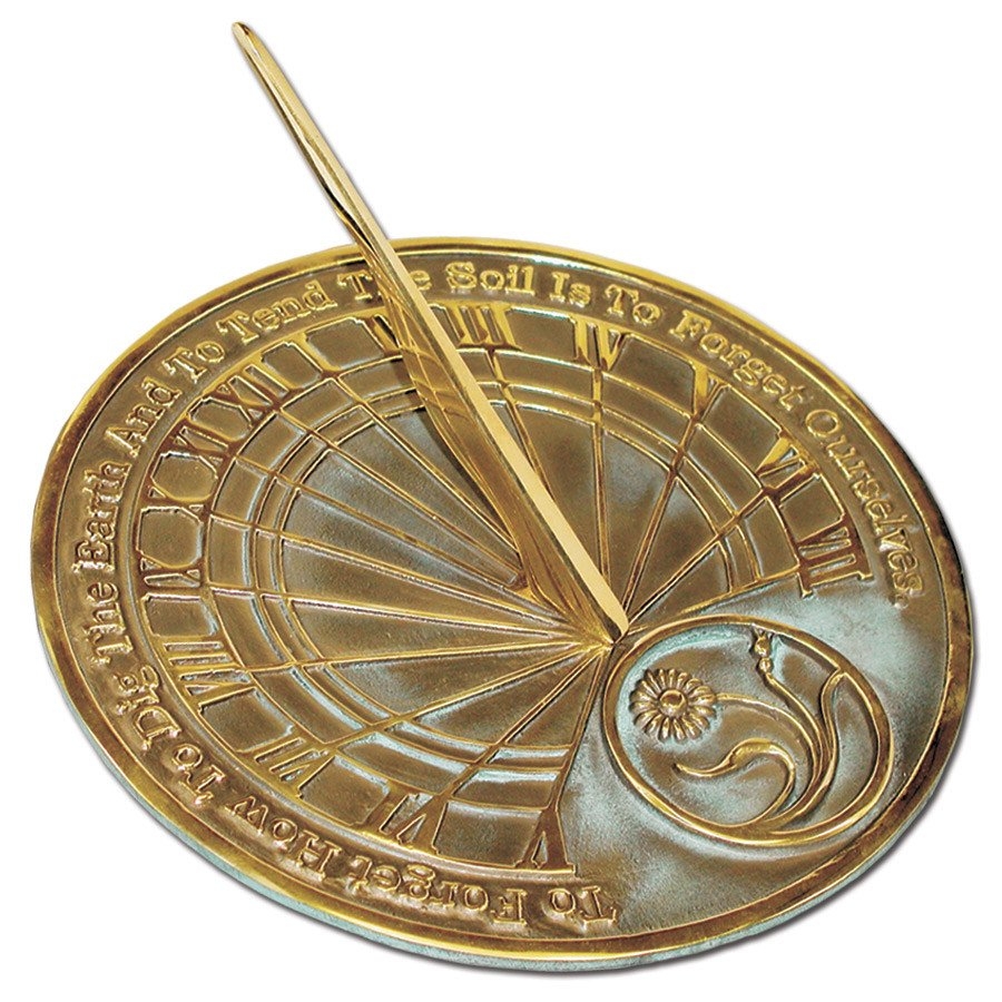 Brass Gardener's Reflection Sundial (Solid Brass w/Verdigris Highlights) Brass Gardener's Reflection Sundial (Solid Brass w/Verdigris Highlights)