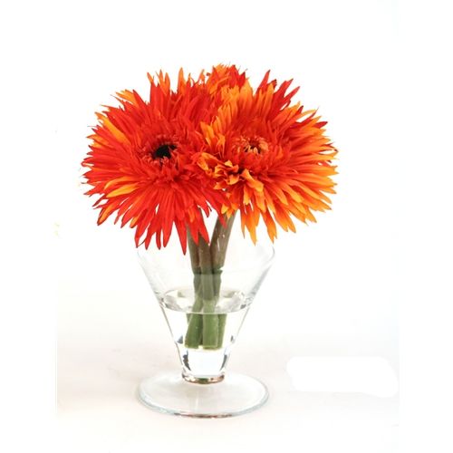 Waterlook ® Silk Orange Nosegay Mix of Gerbera Daisies in a Small Vase