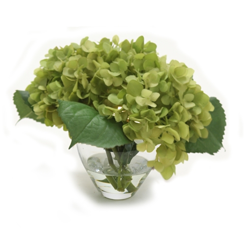 Waterlook ® Silk Green Hydrangeas in a Small Clear Glass Vase | Free ...