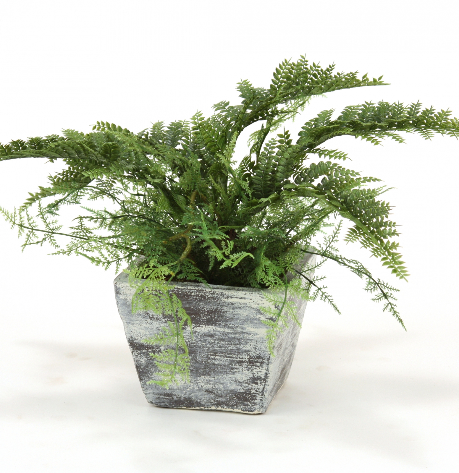 15'H Silk Australian Fern Bush in Brown Washed Square Planter | Free ...